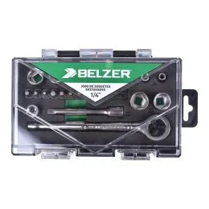 Jogo Soquetes Sextavados 4-13mm 1/4" 25 Peças Belzer/Sata