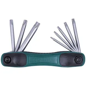Jogo De Chaves Torx T9 a T40 Com Furo Guia Tipo Canivete ST09123SJ Sata - 8 Peças