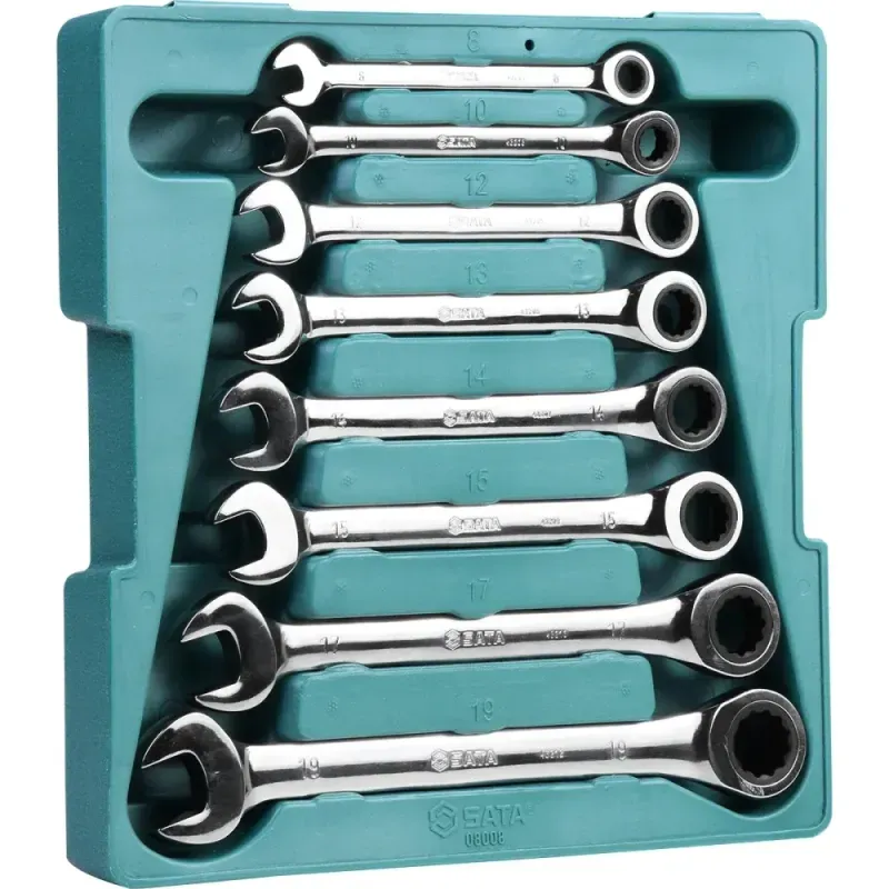 Jogo de Chaves Combinadas com Catraca 8-19mm 8 Peças Sata