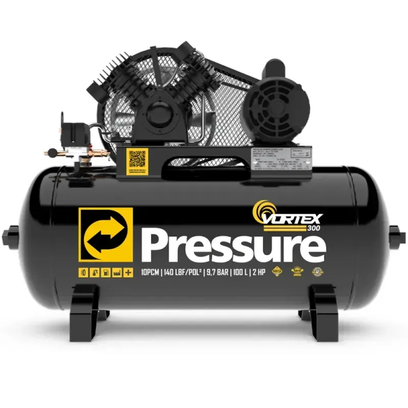 Compressor-de-Ar-Vortex-300-100L-2Hp-10pcm-140psi-Mono-Pressure
