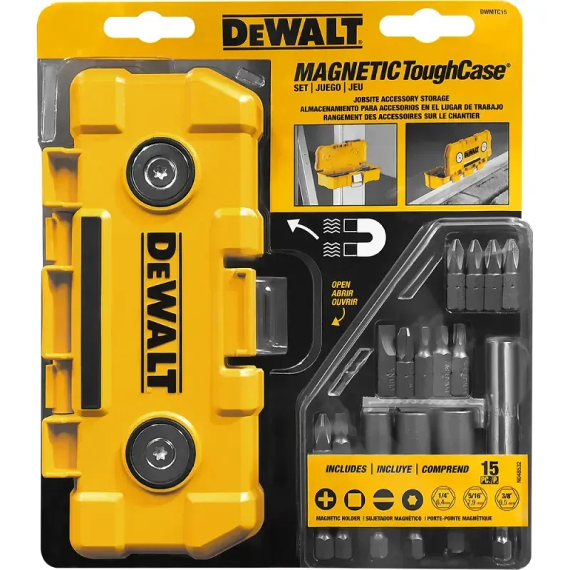 Jogo-de-Ponta-Bits-com-Estojo-Magnetico-com-15-Pecas-DeWalt