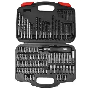Kit com Brocas Pontas Bits e Chave Catraca 101 Peças Skil