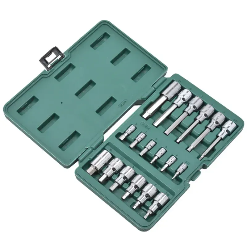 Jogo-de-Soquetes-com-Bits-Hexagonais-18-pcs-1-4--e-1-2”-Sata