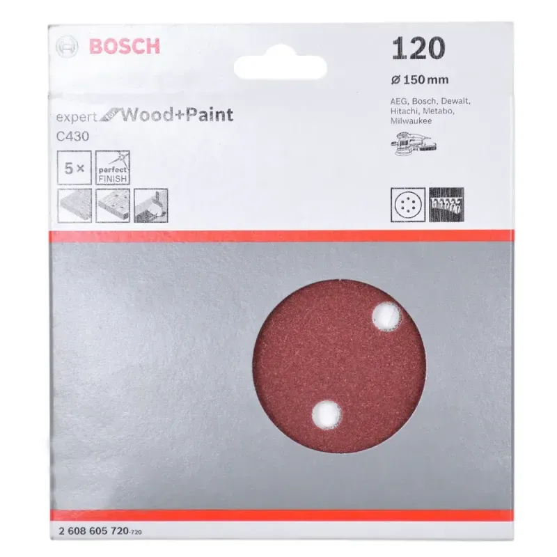 Kit-5-Folhas-de-Lixa-Velcro-6--G120-Expert-Wood-Paint-Bosch