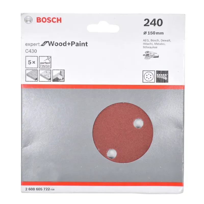 Kit-5-Folhas-de-Lixa-Velcro-6--G240-Expert-Wood-Paint-Bosch