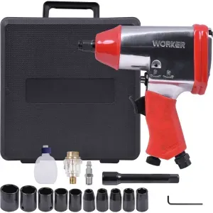 Jogo de Chave Pneumática 1/2" com 17 Peças Worker