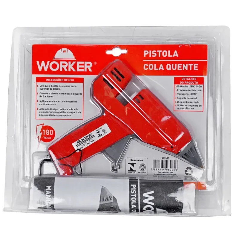 Pistola-para-Cola-Quente-com-bico-Emborrachado 180W-220V-Worker
