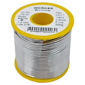 Fio de Estanho para Solda 1,5mm 50x50 582 Worker - 500gr Carretel