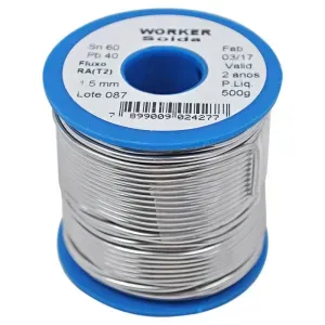 Fio de Estanho para Solda 1,5mm 60x40 469 Worker - 500gr Carretel