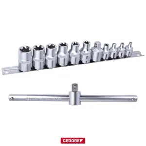 Jogo de Soquetes Hexalobular 12 Peças R58018012 Gedore Red