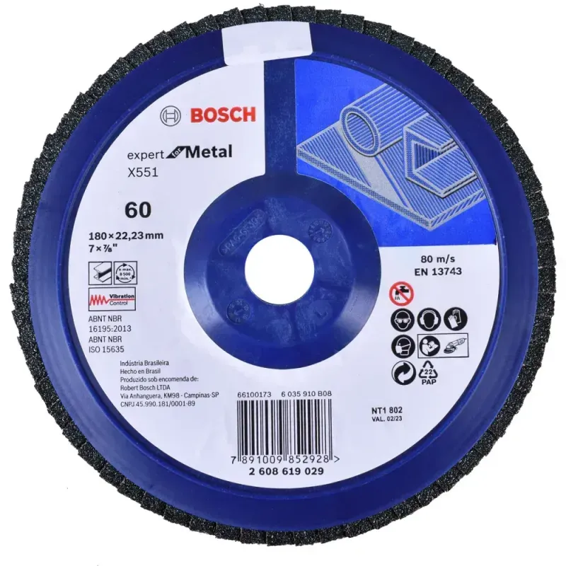 Lixa-Disco-Flap-180-x-22mm-G60-Expert-For-Metal-Bosch