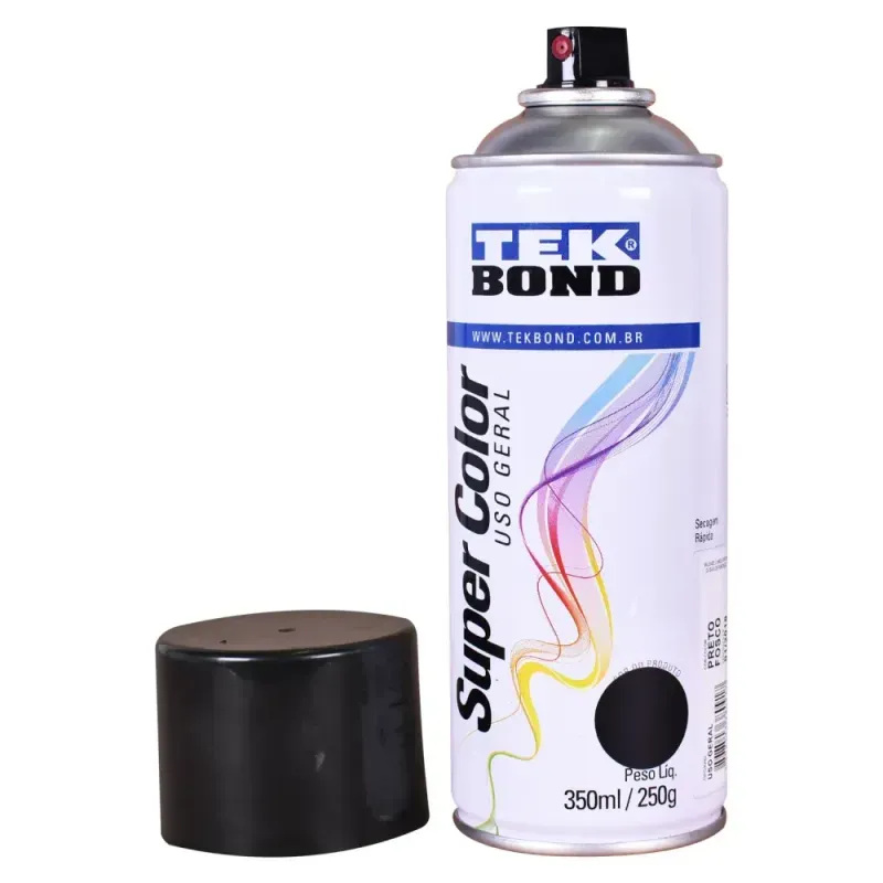 Tinta-Spray-Super-Color-para-Uso-Geral-Preto-Fosco-350ml-Tekbond