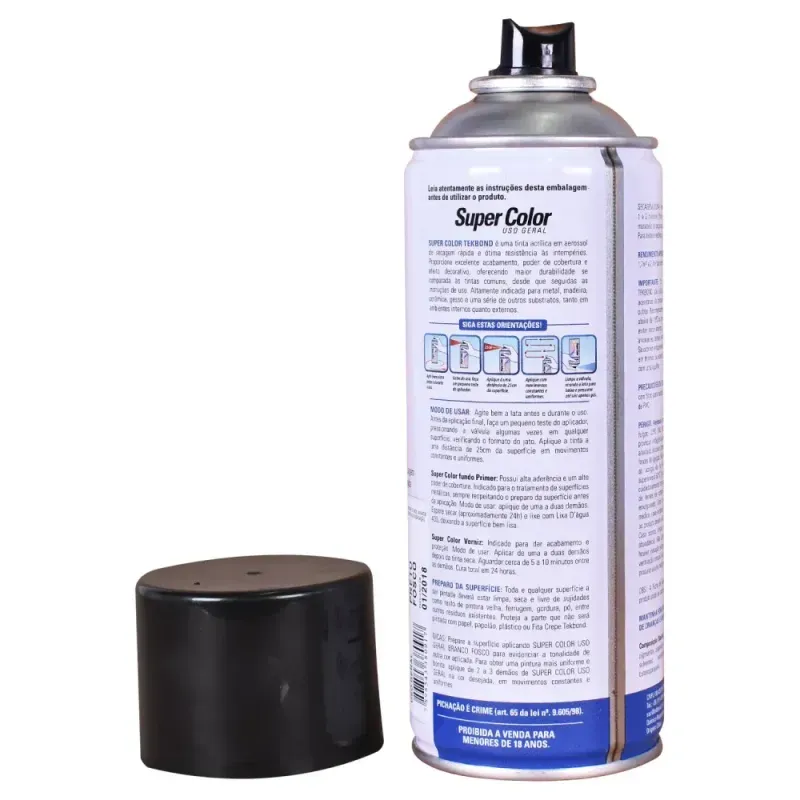 Tinta-Spray-Super-Color-para-Uso-Geral-Preto-Fosco-350ml-Tekbond