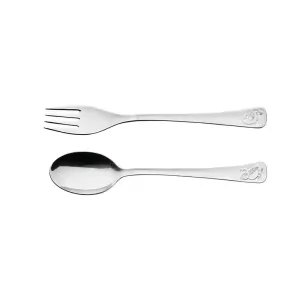 Jogo de Talheres Infantil em Aço Inox Acabamento Brilho com Desenho em Alto Relevo 2 Peças Tramontina