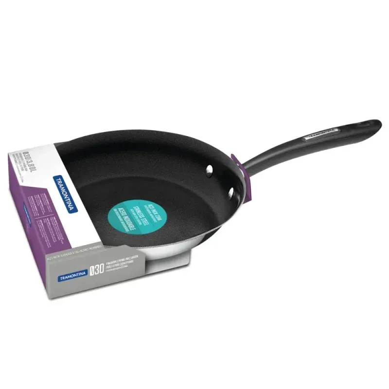Frigideira-Tramontina-Funda-em-Aco-Inox-Fundo-Triplo-Revestimento-Interno-Antiaderente-com-Cabo-de-Silicone-30-cm-38-L-Tramontina-62337307