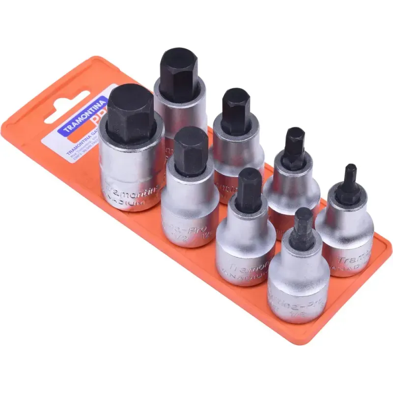 Jogo de Soquetes 1/2" Ponta Hexagonal - 8 peças Tramontina 44845508