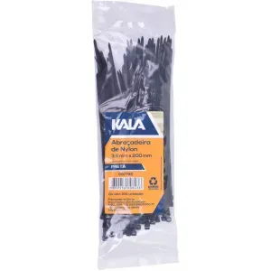 Abraçadeira Nylon 3,6mm x 200mm Preta Kala 100 Peças