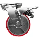 Rodizio-Giratorio-com-Freio-5--60mm-PU-Vermelho-Worker