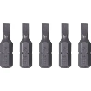 Bits Parafusadeira 1/4" Ponta Fenda 4x25,4mm 5 Peças Worker