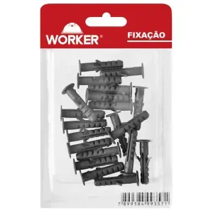 Bucha de Plástico 6 Para Parede Maciça Worker  20 Peças