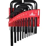 Jogo de Chaves Hexagonal em Cromo Vanádio 25 peças Worker