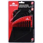 Jogo de Chaves Hexagonal em Cromo Vanádio 25 peças Worker