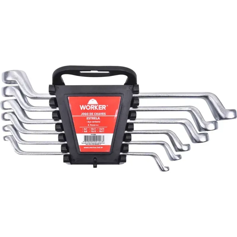 Jogo de Chave Estrela 6 a 17mm 6 Peças Worker