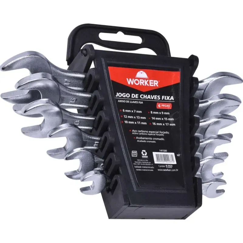Jogo de Chave Fixa Com 6 Peças 6 a 17mm Worker