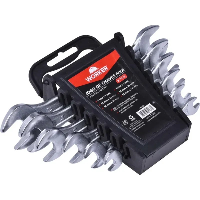 Jogo de Chave Fixa Com 6 Peças 6 a 17mm Worker