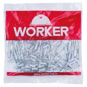 Rebite de Repuxo Alumínio 4,0x16mm 100 Peças Branco Worker