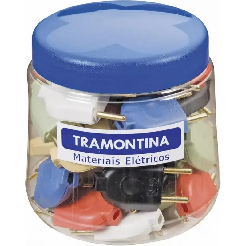 Plugue-Macho-2P-10A-250V~-Pote-com-6-cores-Tramontina-42-Pcs