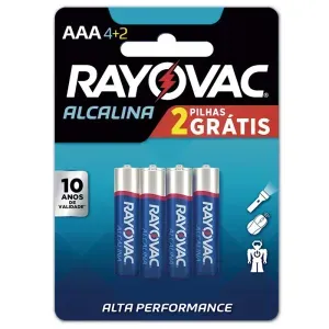 PILHA ALCALINA RAYOVAC AA PQ ENC 6PÇS