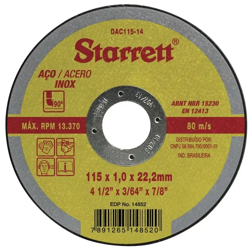 Disco-de-Corte-Fino-para-Aco-Inox-115x1mm-13300rpm-Starrett
