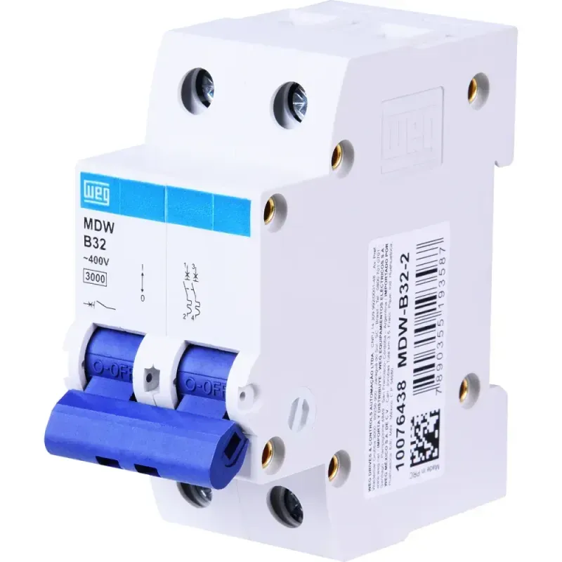DISJUNTOR-BIPOLAR-WEG-DIN-CURVA-B-32A-3KA