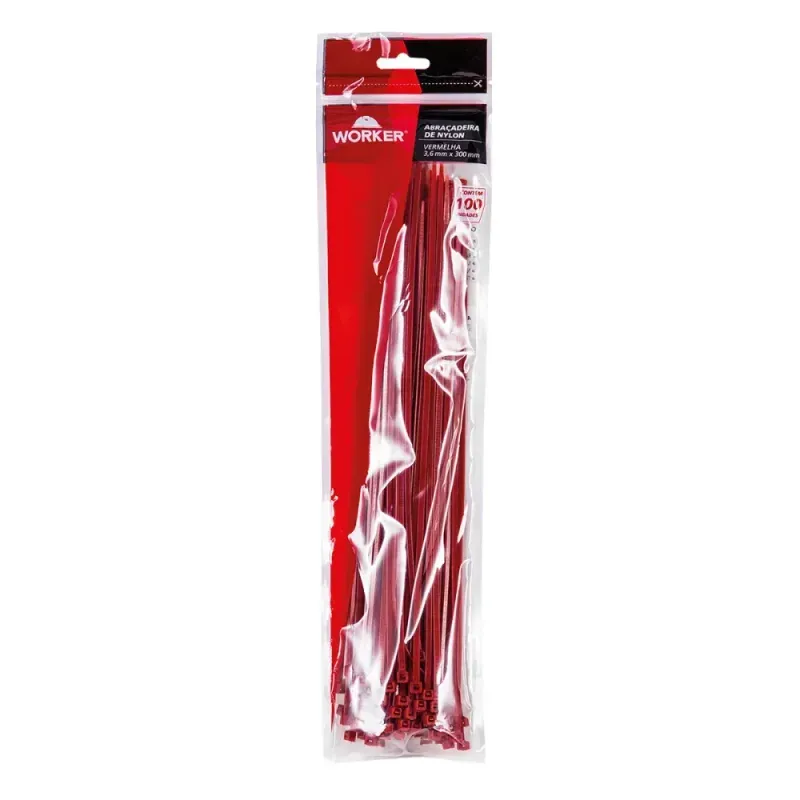 Abracadeira-de-Nylon-Vermelha com-100-Pecas-36x300mm-Worker