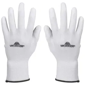 Luva Banhada Pu Tamanho 10"GG Branca Worker