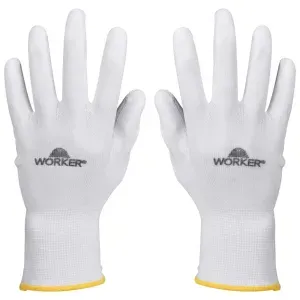 Luva Banhada em PU Tamanho7"P Branca Worker