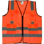 Colete-Refletivo-Laranja-4 Bolsos-Tamanho-G-Worker