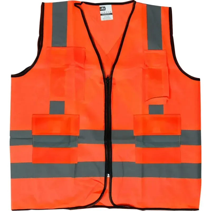 Colete-Refletivo-Laranja-4 Bolsos-Tamanho-G-Worker