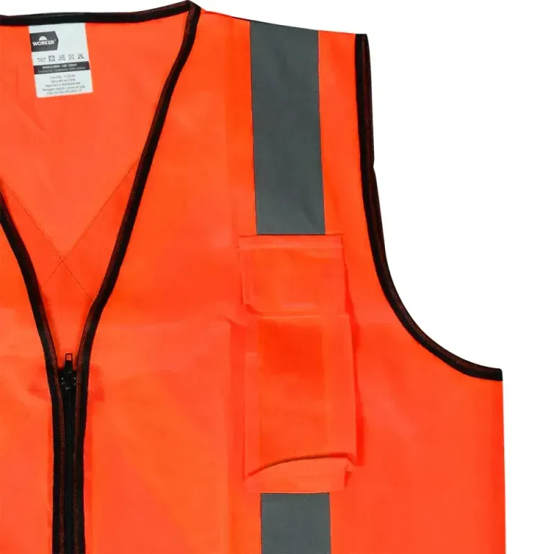 Colete-Refletivo-Laranja-4 Bolsos-Tamanho-GG-Worker-