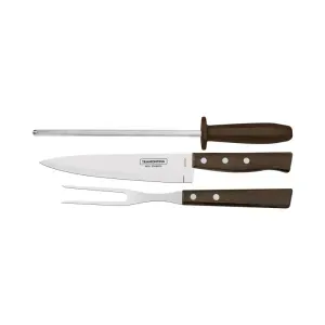 Kit para Churrasco de Aço Inox e Cabos de Madeira 3 Peças Tramontina