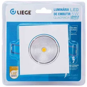 Luminária de Embutir Quadrada 65Im 3000k 5W 240V Liege