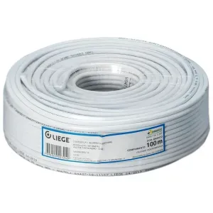 Cabo Coaxial Série 59 67% 100m Branco Liege