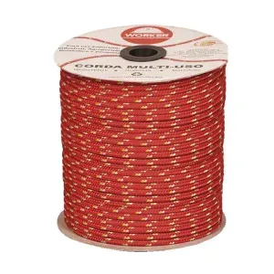 Corda PET Trançada 8mm Vermelha Rolo Collins