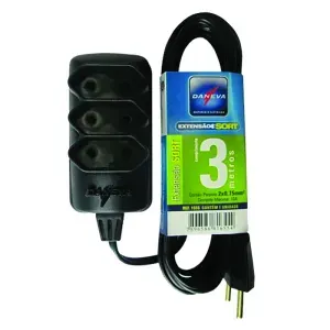 EXTENSÃO ELÉTRICA PL DANEVA 2X0,75MM 3M PRETA