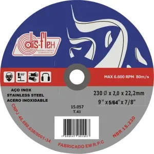 Disco De Corte Fino Aço 230X20X222Mm Disflex