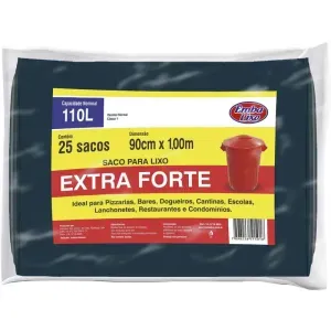 Saco de Lixo Extra Forte 110L Preto 25 Peças Embalixo
