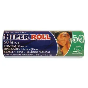 SACO DE LIXO  50L AZUL 50PÇS HIPERROLL