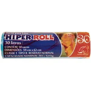 SACO DE LXO 30L AZUL 50PÇS HIPERROLL