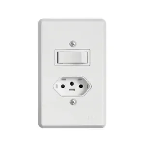 Interruptor 1 TS + Tomada Fixa Embutir 2P T 10A 250v Ilumi